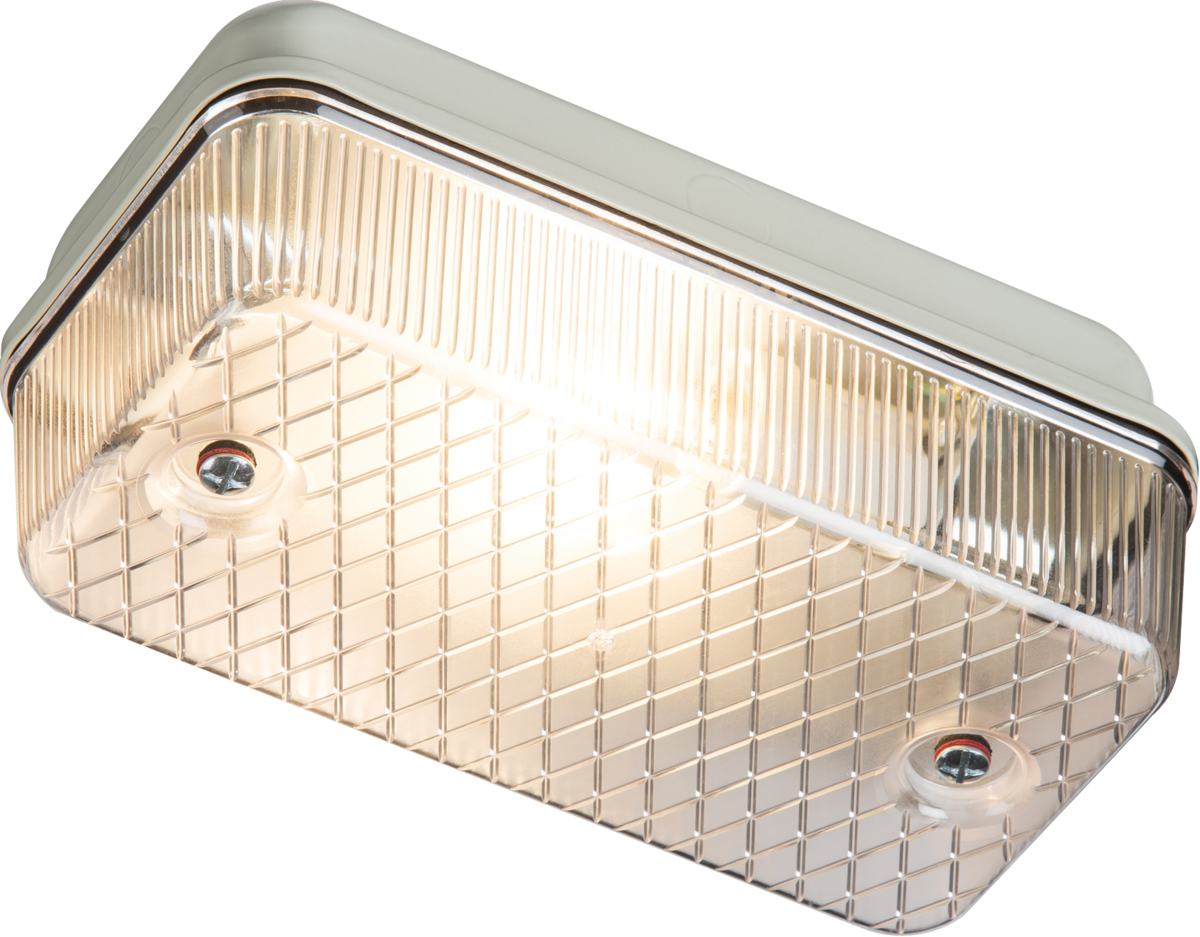 230V IP65 100W max (ES) E27 Bulkhead with Clear Prismatic Diffuser and Aluminium Base