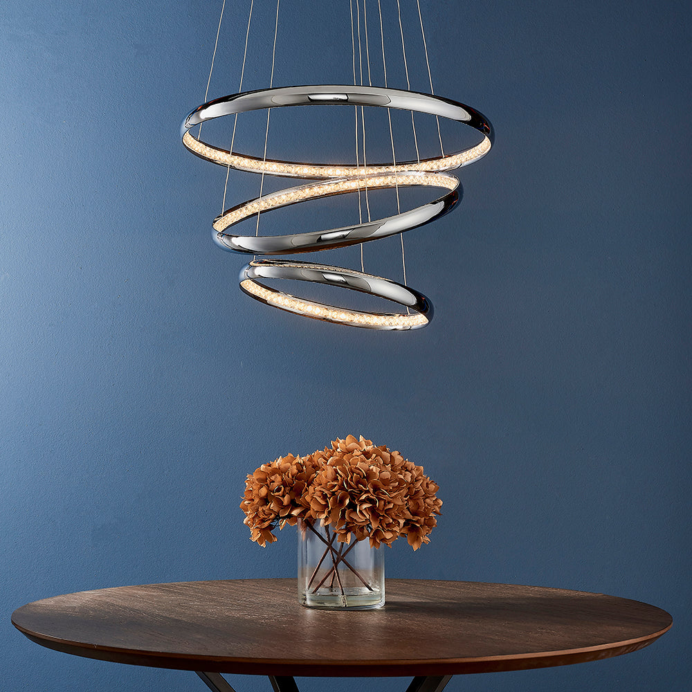 Endon Lighting 90292 Ozias 1Lt Pendant Chrome Plate & Clear Crystal