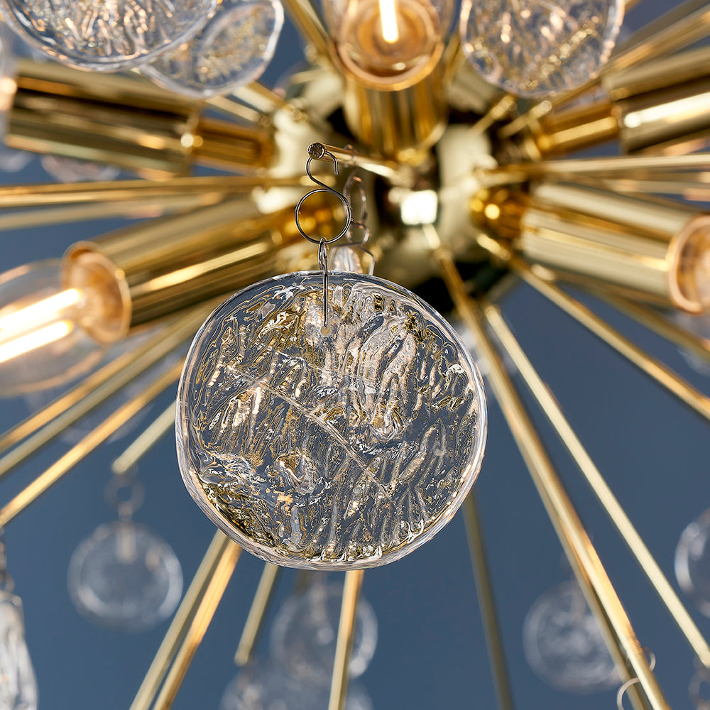 Endon Lighting 90294 Calla 8Lt Pendant Gold Effect Plate & Clear Glass