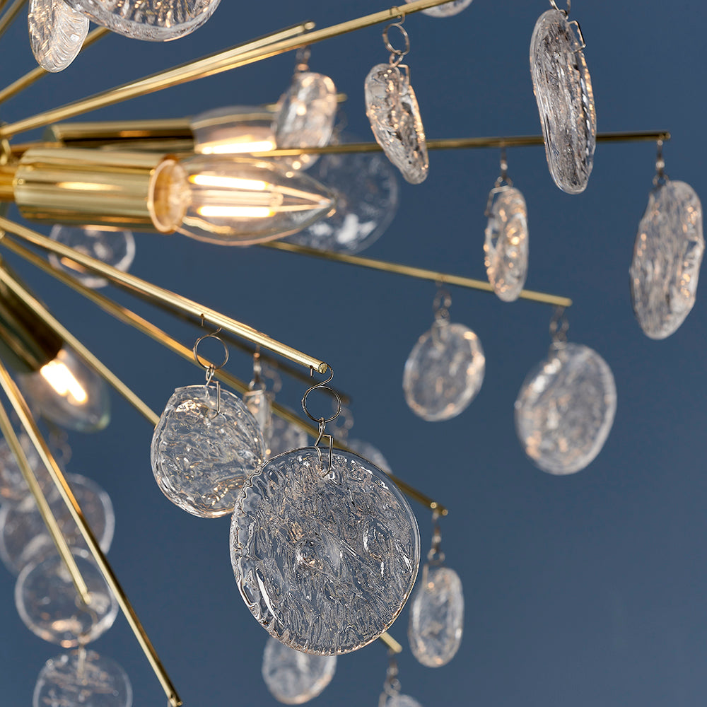 Endon Lighting 90294 Calla 8Lt Pendant Gold Effect Plate & Clear Glass