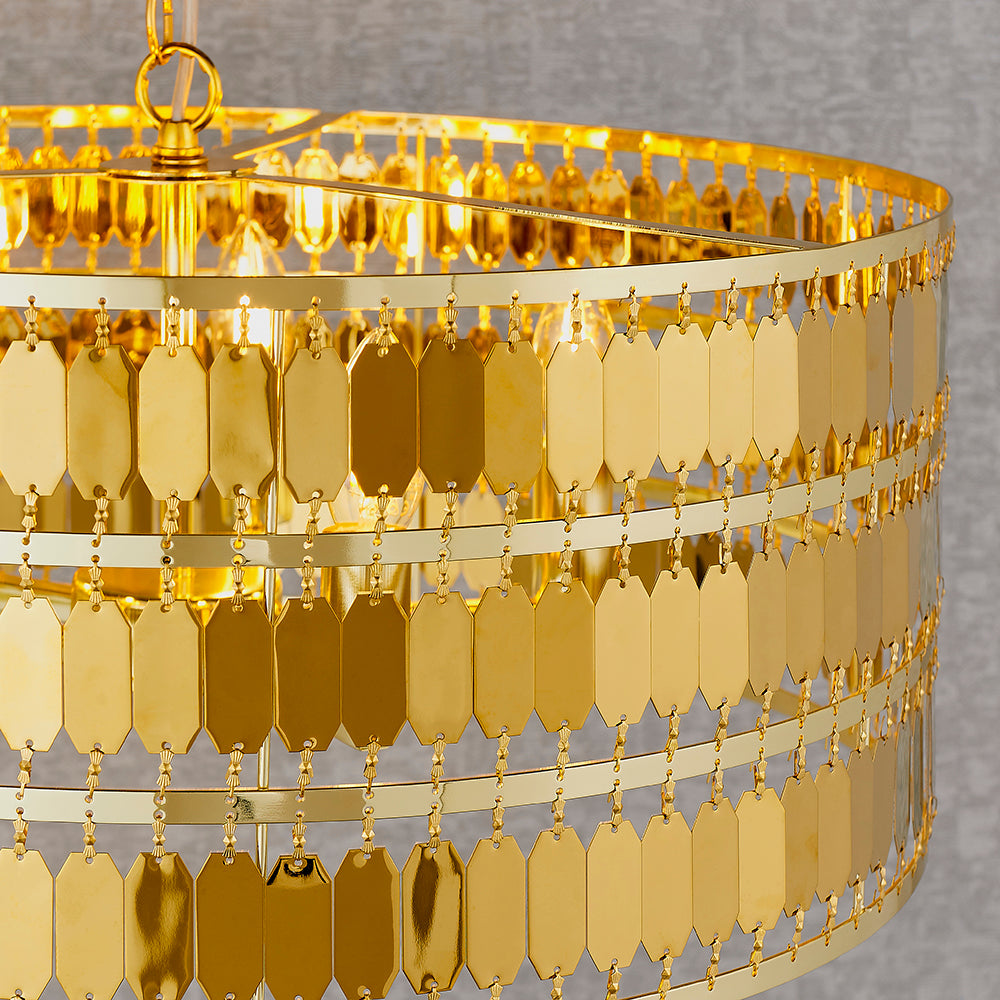 Endon Lighting 90299 Eldora 5Lt Pendant Gold Effect Plate