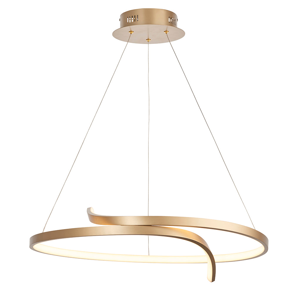 Endon Lighting 90323 Rafe 1Lt Pendant Brushed Gold Plated Finish & White Silicone