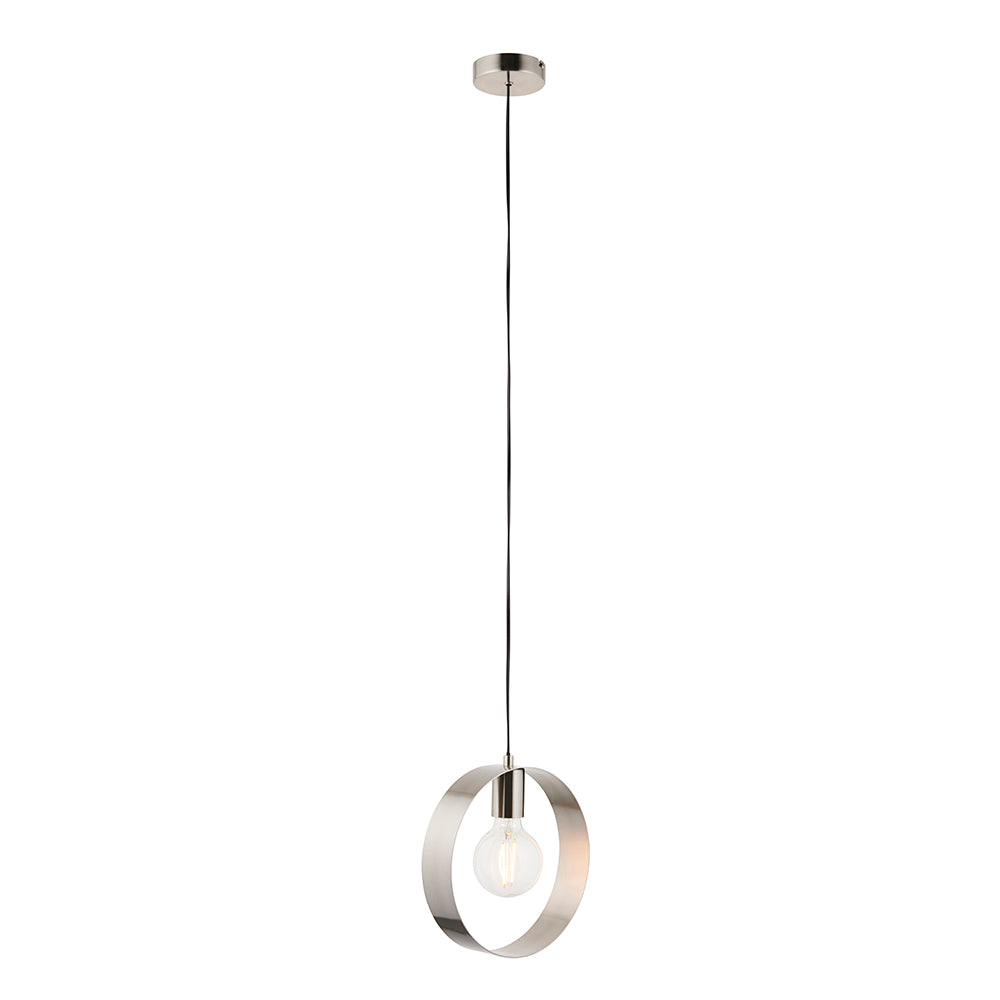 Endon Lighting 90454 Hoop 1Lt Pendant Brushed Nickel Plate
