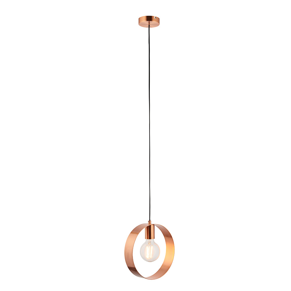 Endon Lighting 90456 Hoop 1Lt Pendant Brushed Copper Plate