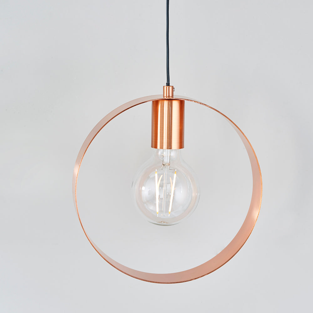 Endon Lighting 90456 Hoop 1Lt Pendant Brushed Copper Plate