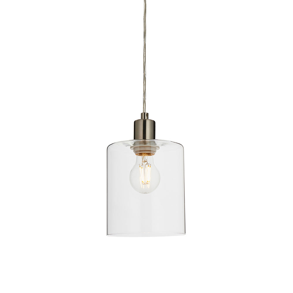 Endon Lighting 90563 Toledo 1Lt Pendant Brushed Nickel Plate & Clear Glass