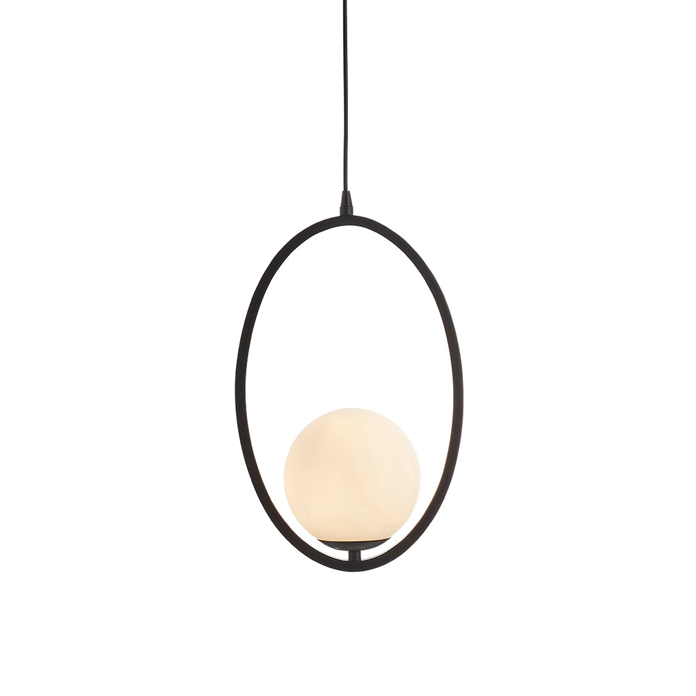 Endon Lighting 90591 Eden 1Lt Pendant Aged Bronze Effect Paint & Opal Glass