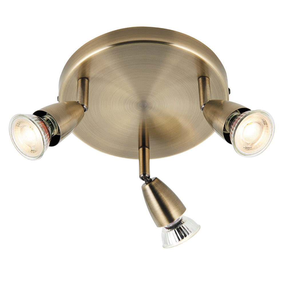 Endon Lighting 91837 Ascoli 3Lt Spot Antique Brass Plate