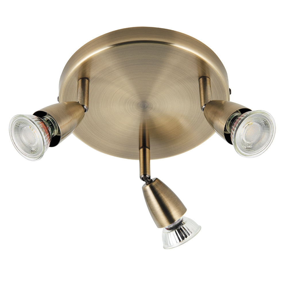 Endon Lighting 91837 Ascoli 3Lt Spot Antique Brass Plate