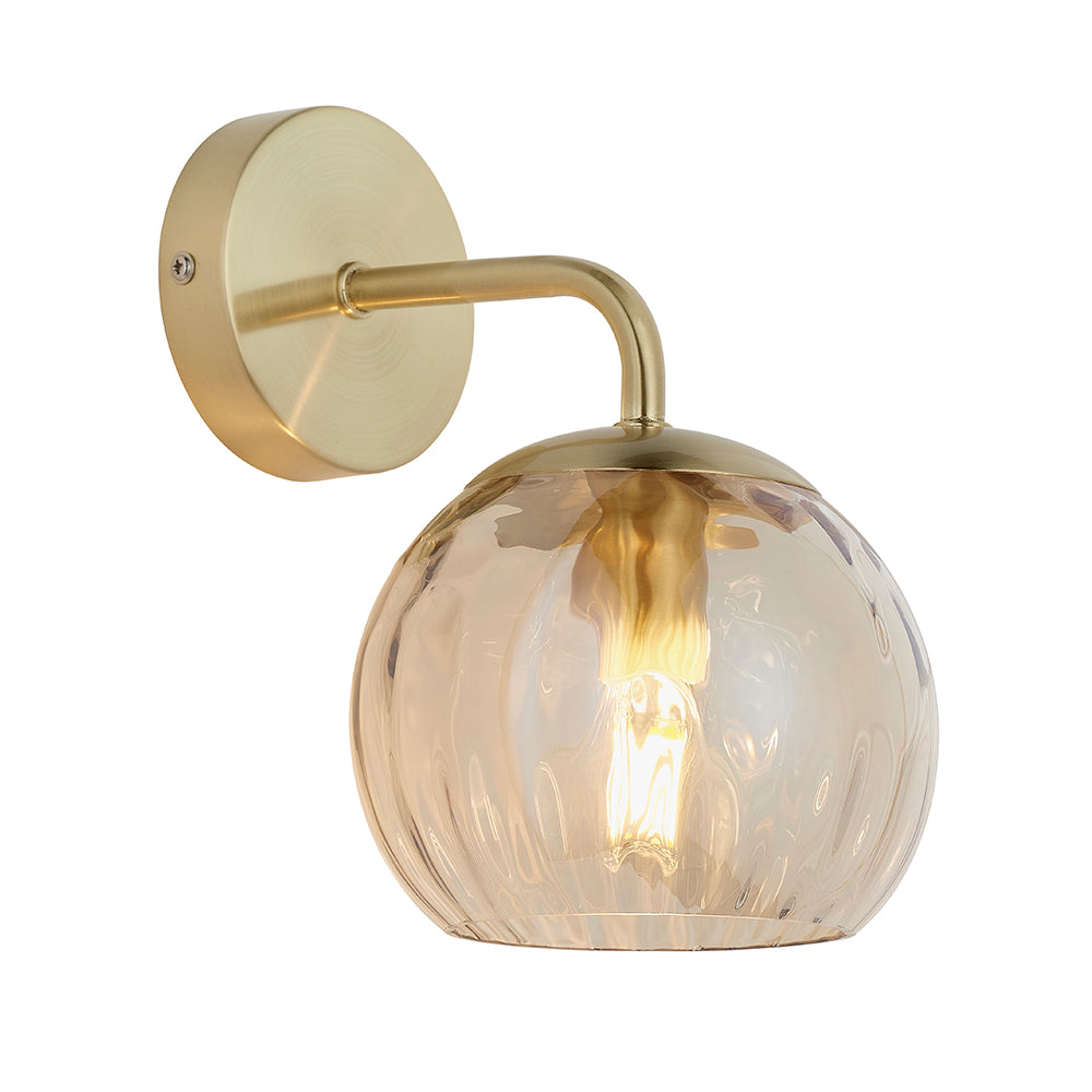 Endon Lighting 91970 Dimple 1Lt Wall Satin Brass Plate & Champagne Lustre Glass