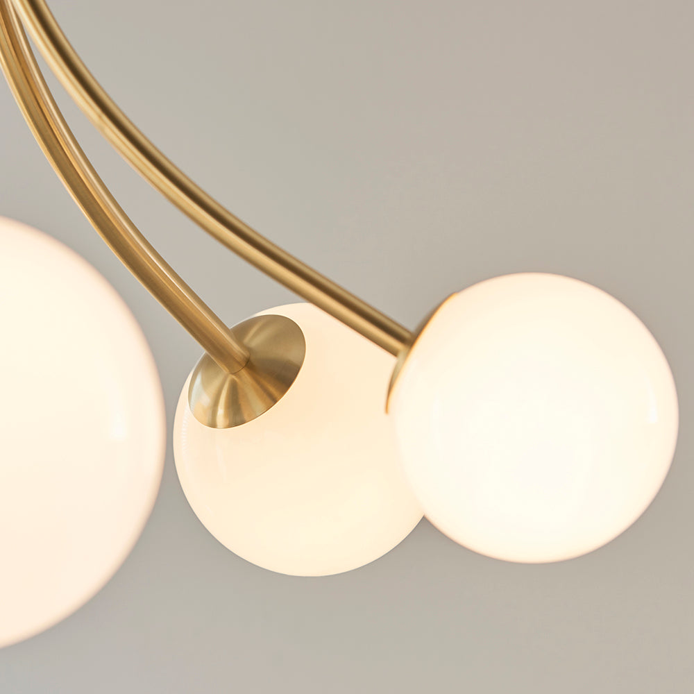 Endon Lighting 92217 Bloom 6Lt Pendant Satin Brass Plate & Opal Glass