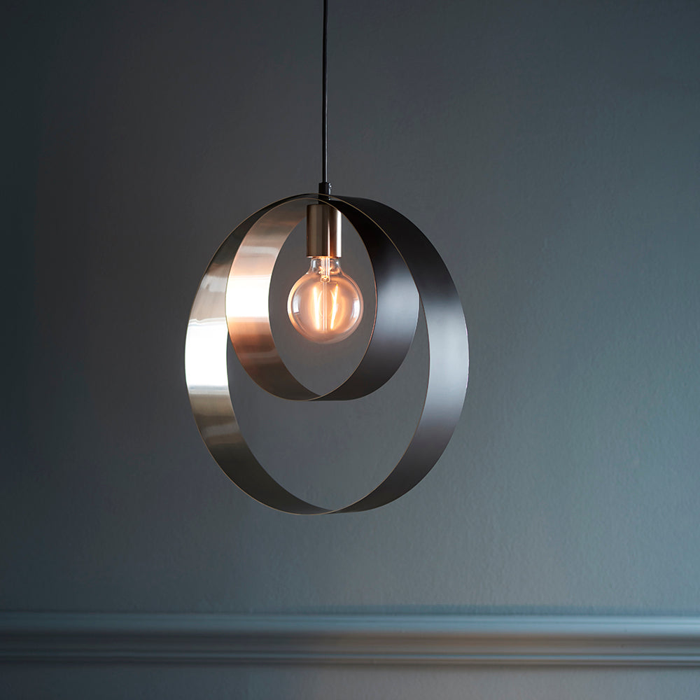 Endon Lighting 92880 Cal 1Lt Pendant Brushed Nickel Plate & Matt Black