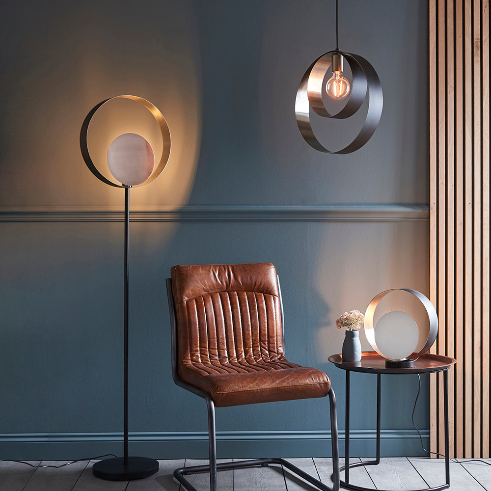Endon Lighting 92880 Cal 1Lt Pendant Brushed Nickel Plate & Matt Black