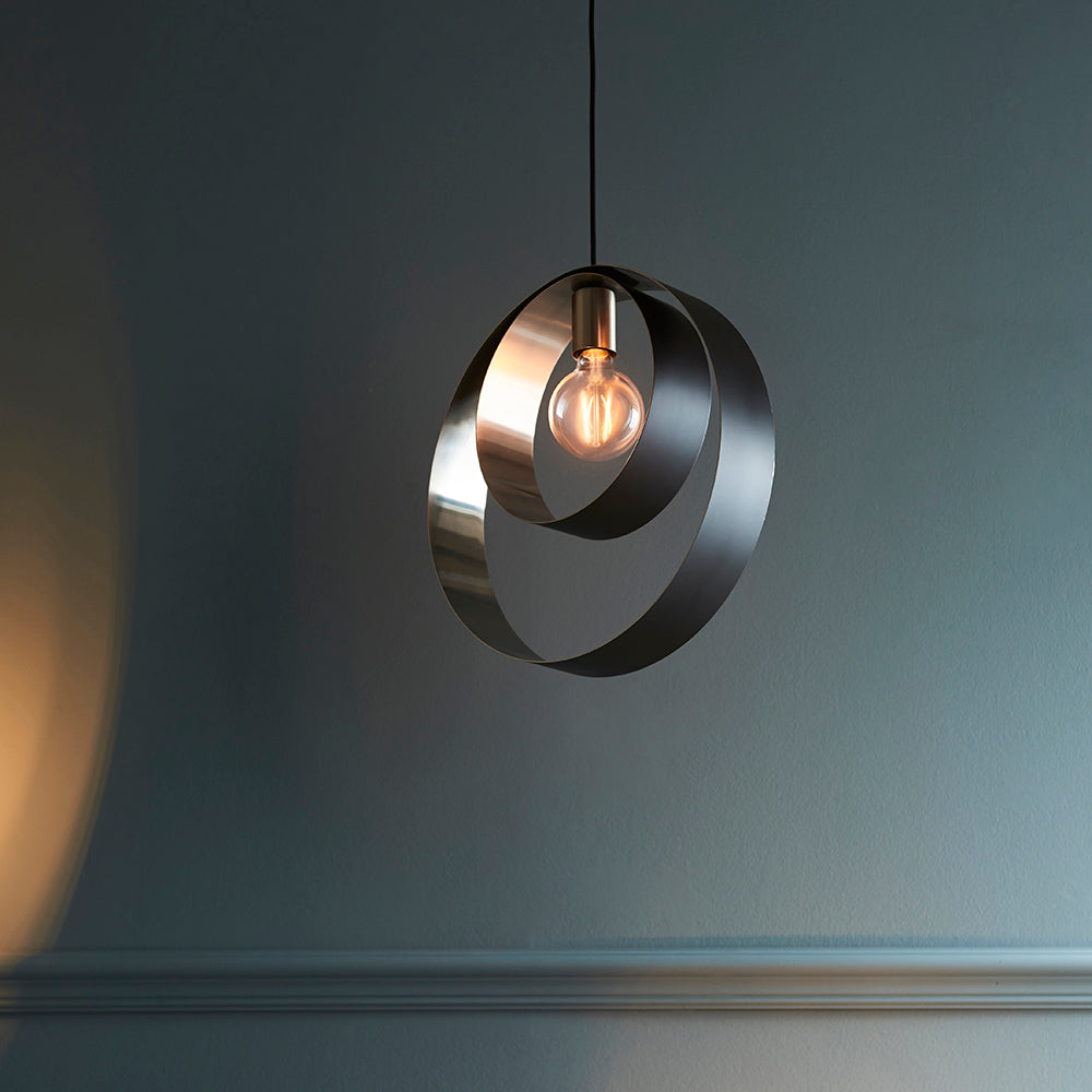Endon Lighting 92880 Cal 1Lt Pendant Brushed Nickel Plate & Matt Black
