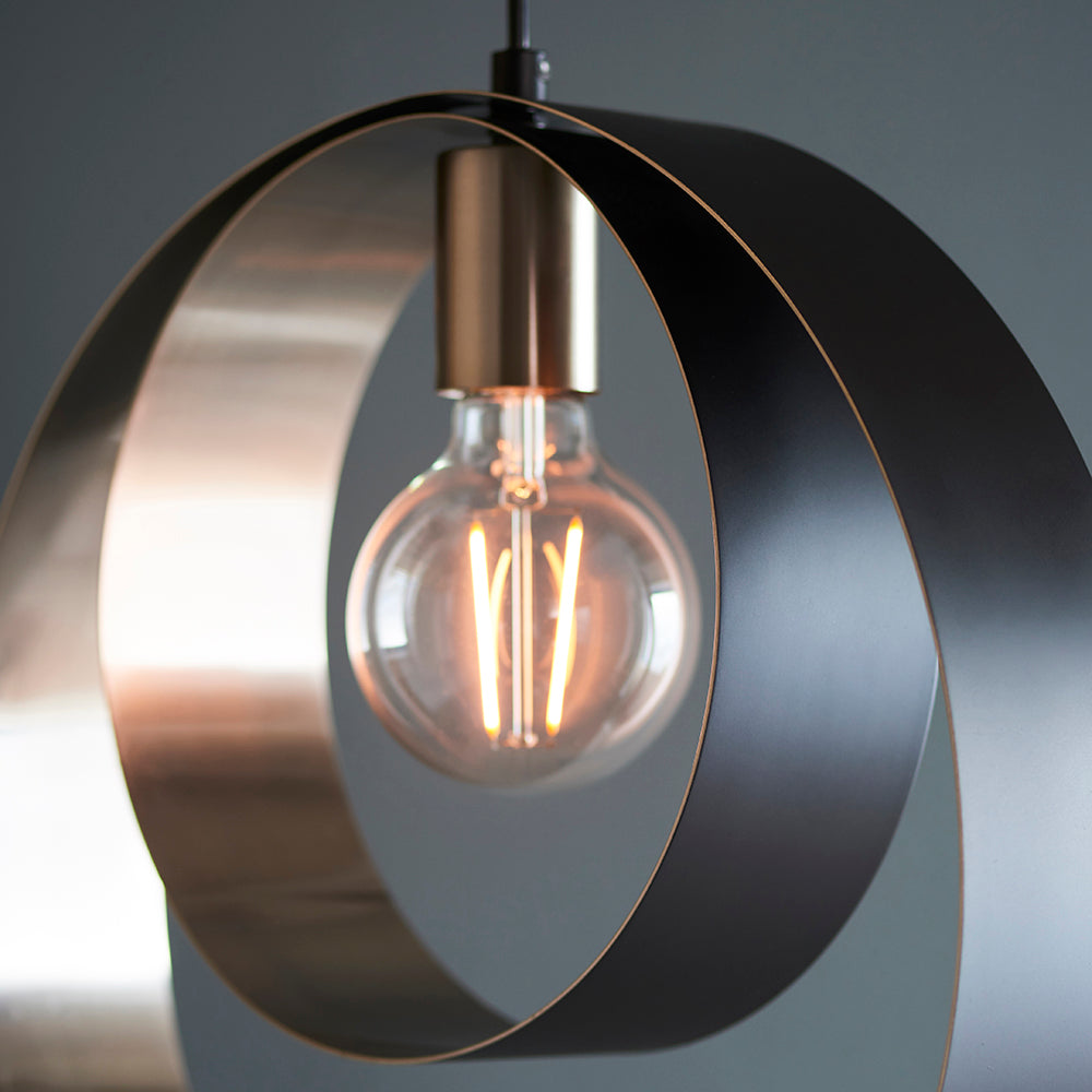 Endon Lighting 92880 Cal 1Lt Pendant Brushed Nickel Plate & Matt Black