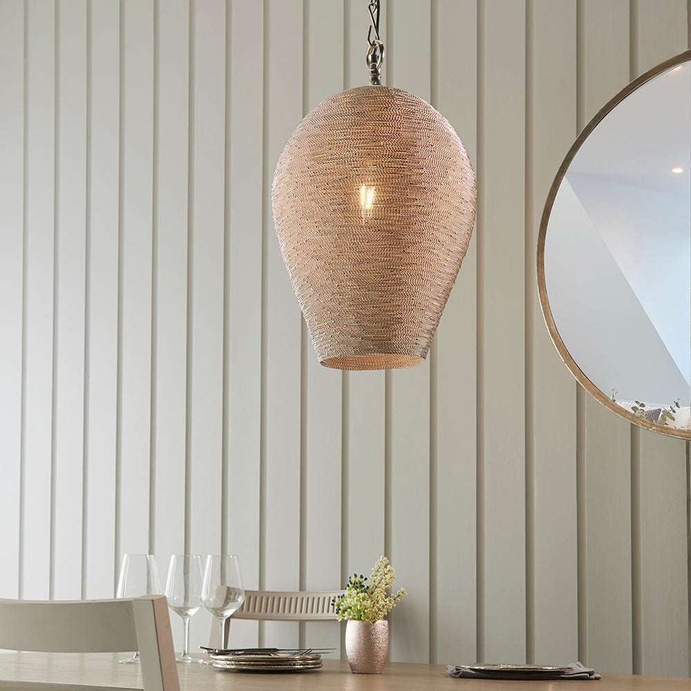 Endon Lighting 93129 Paresh 1Lt Pendant Polished Nickel Plate