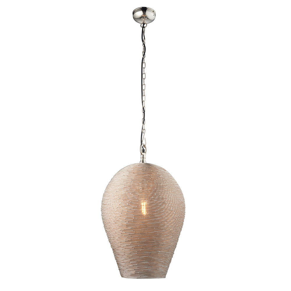 Endon Lighting 93129 Paresh 1Lt Pendant Polished Nickel Plate