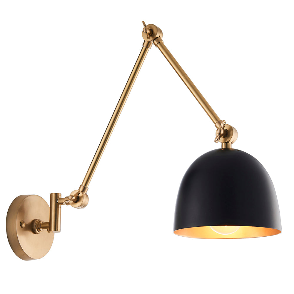 Endon Lighting 93142 Lehal 1Lt Wall Antique Solid Brass & Matt Black