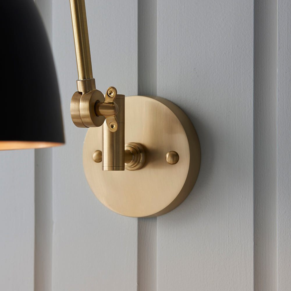 Endon Lighting 93142 Lehal 1Lt Wall Antique Solid Brass & Matt Black