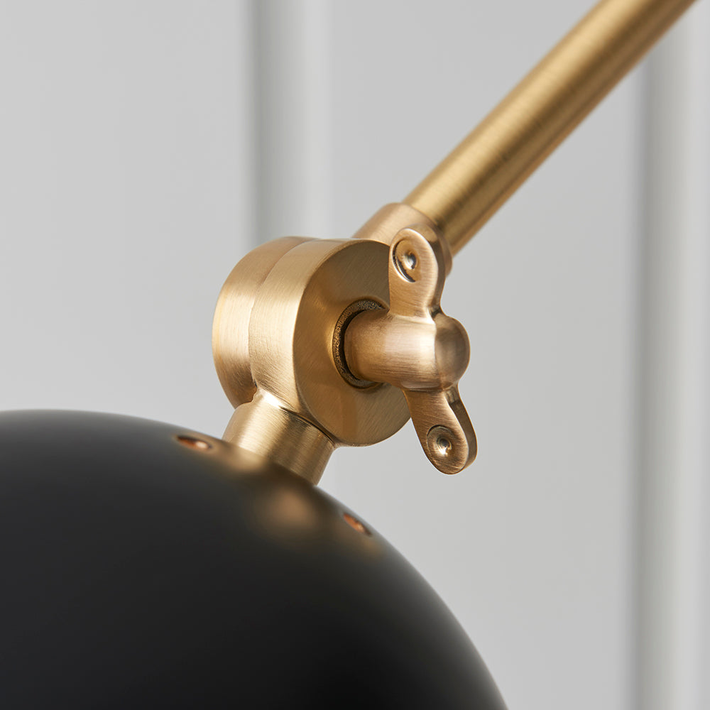 Endon Lighting 93142 Lehal 1Lt Wall Antique Solid Brass & Matt Black