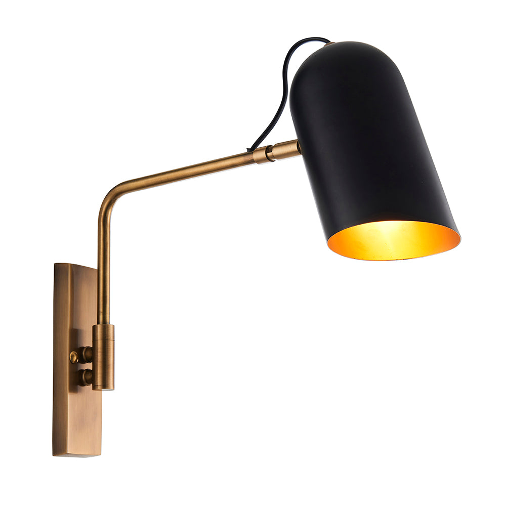 Endon Lighting 93145 Navren 1Lt Wall Antique Solid Brass & Matt Black