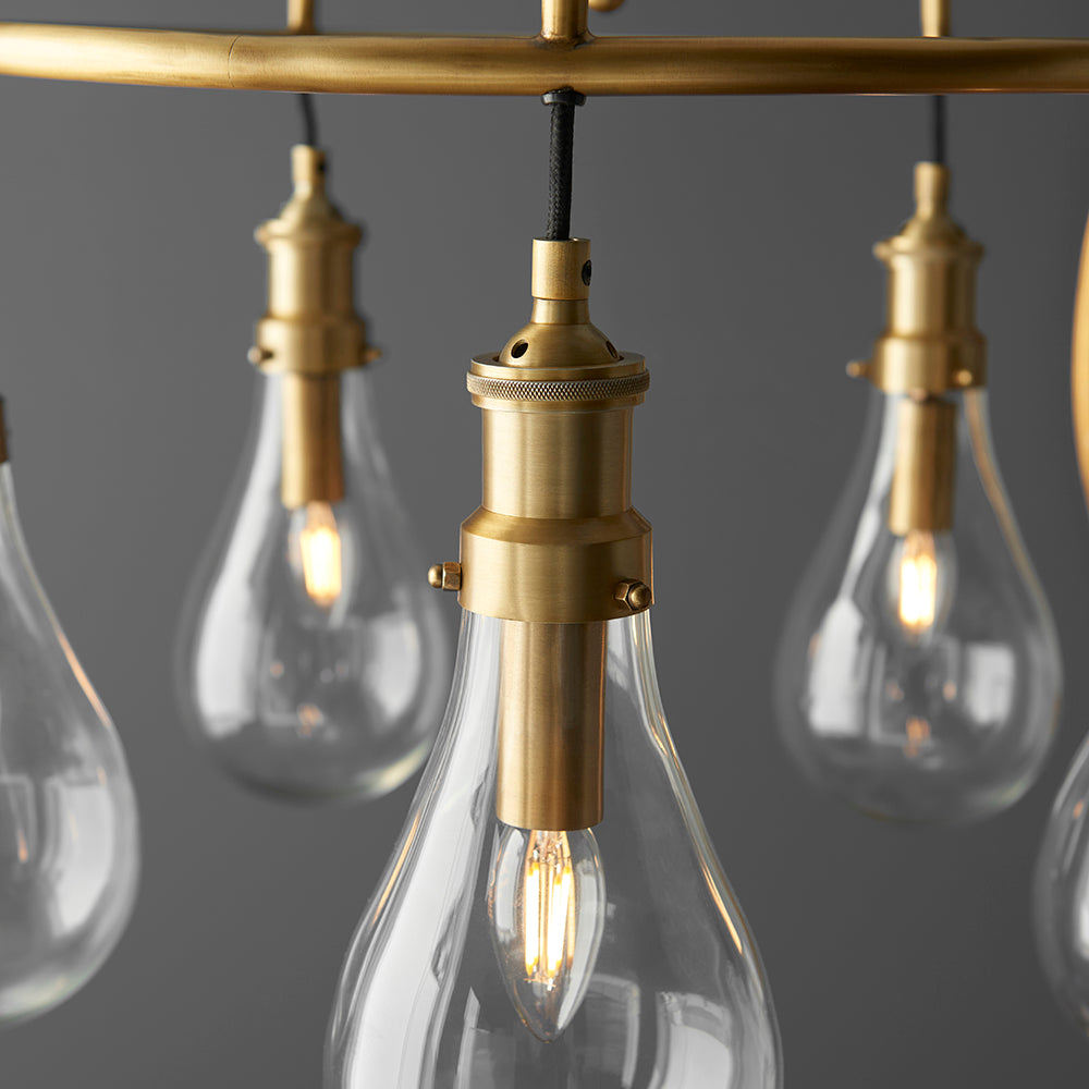 Endon Lighting 93152 Hadassa 5Lt Pendant Antique Brass Plate & Clear Glass