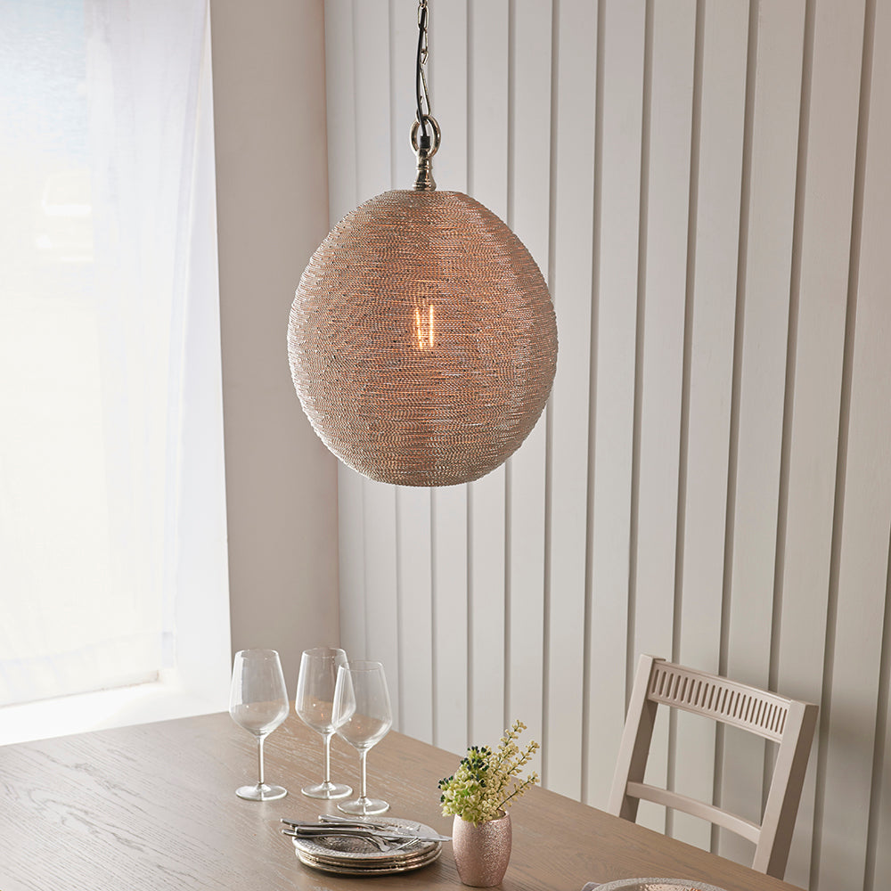 Endon Lighting 93430 Asha 1Lt Pendant Polished Nickel Plate