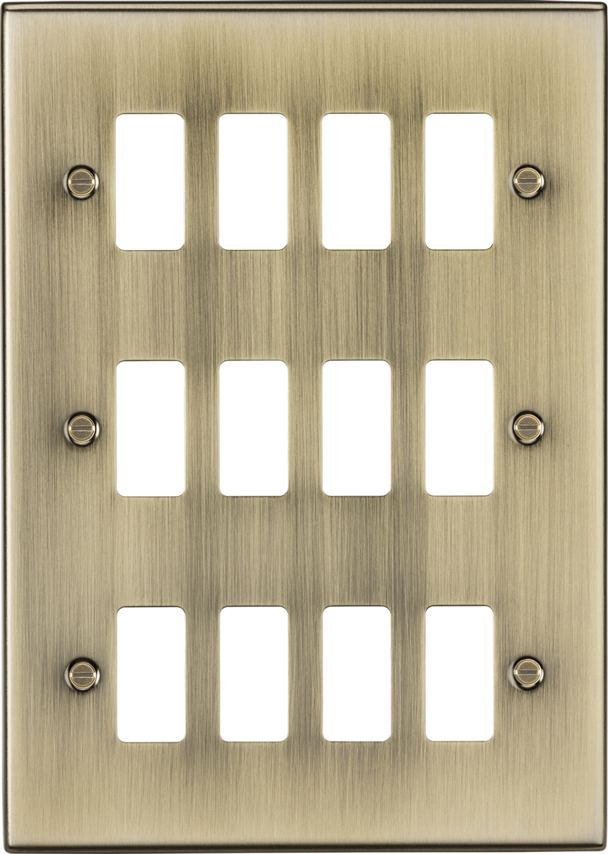 12G grid faceplate - antique brass