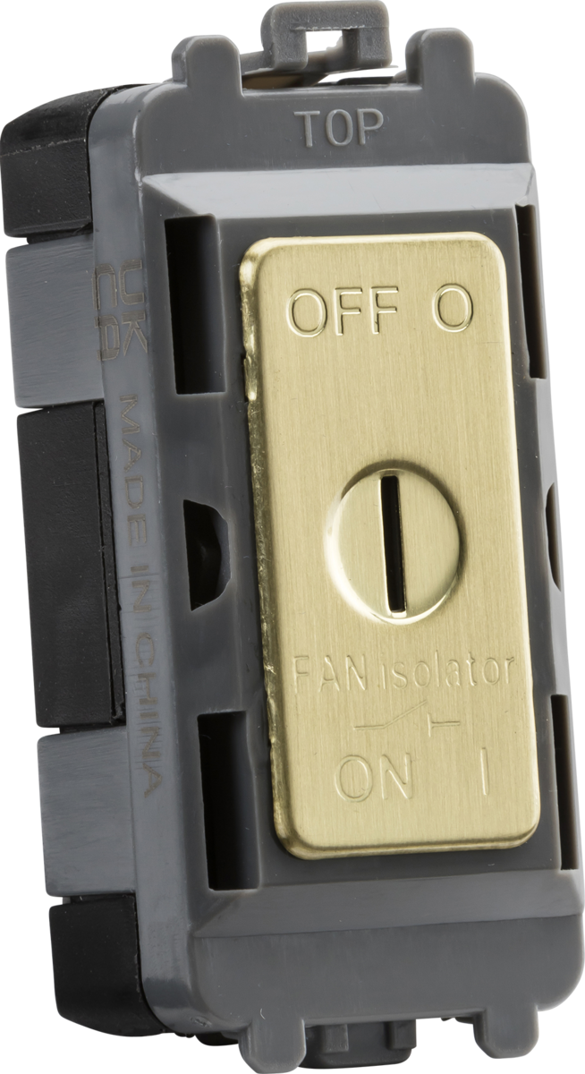 10A fan Isolator key switch module - brushed brass