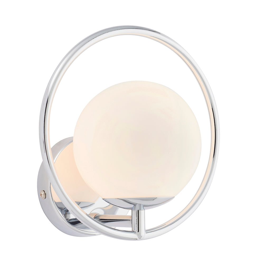 Endon Lighting 93901 Orb 1Lt Wall Chrome Plate & Opal Glass