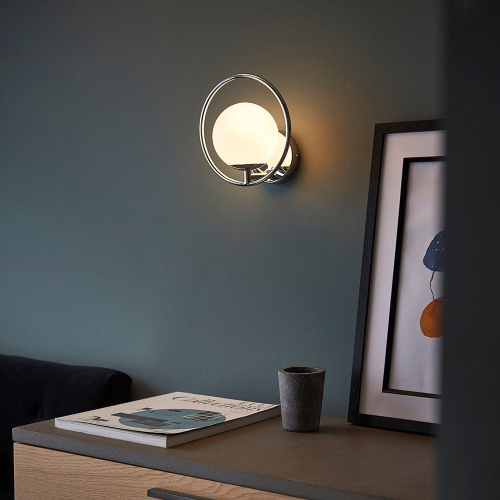 Endon Lighting 93901 Orb 1Lt Wall Chrome Plate & Opal Glass