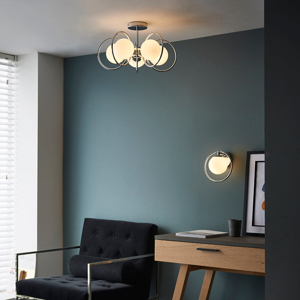 Endon Lighting 93901 Orb 1Lt Wall Chrome Plate & Opal Glass