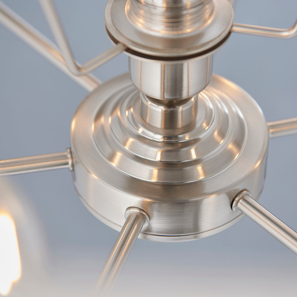 Endon Lighting 94357 Highclere 6Lt Pendant Brushed Chrome Plate & Natural Linen