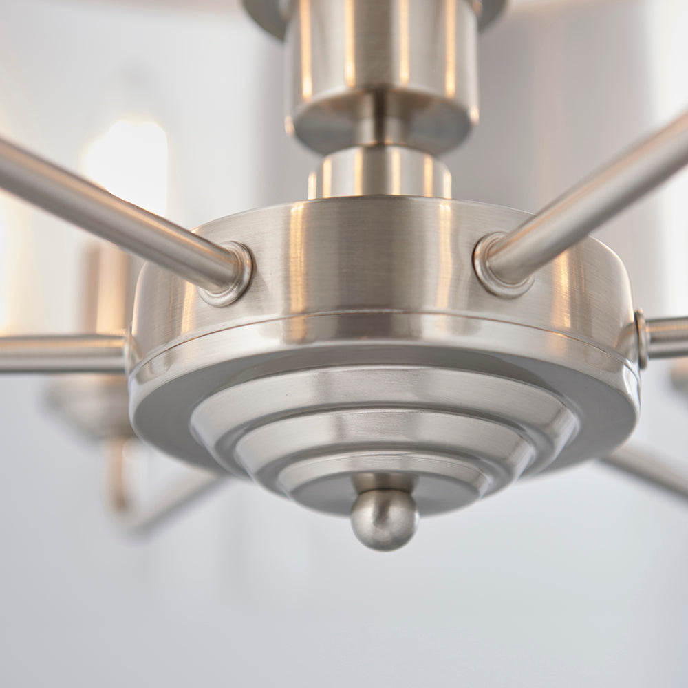 Endon Lighting 94357 Highclere 6Lt Pendant Brushed Chrome Plate & Natural Linen