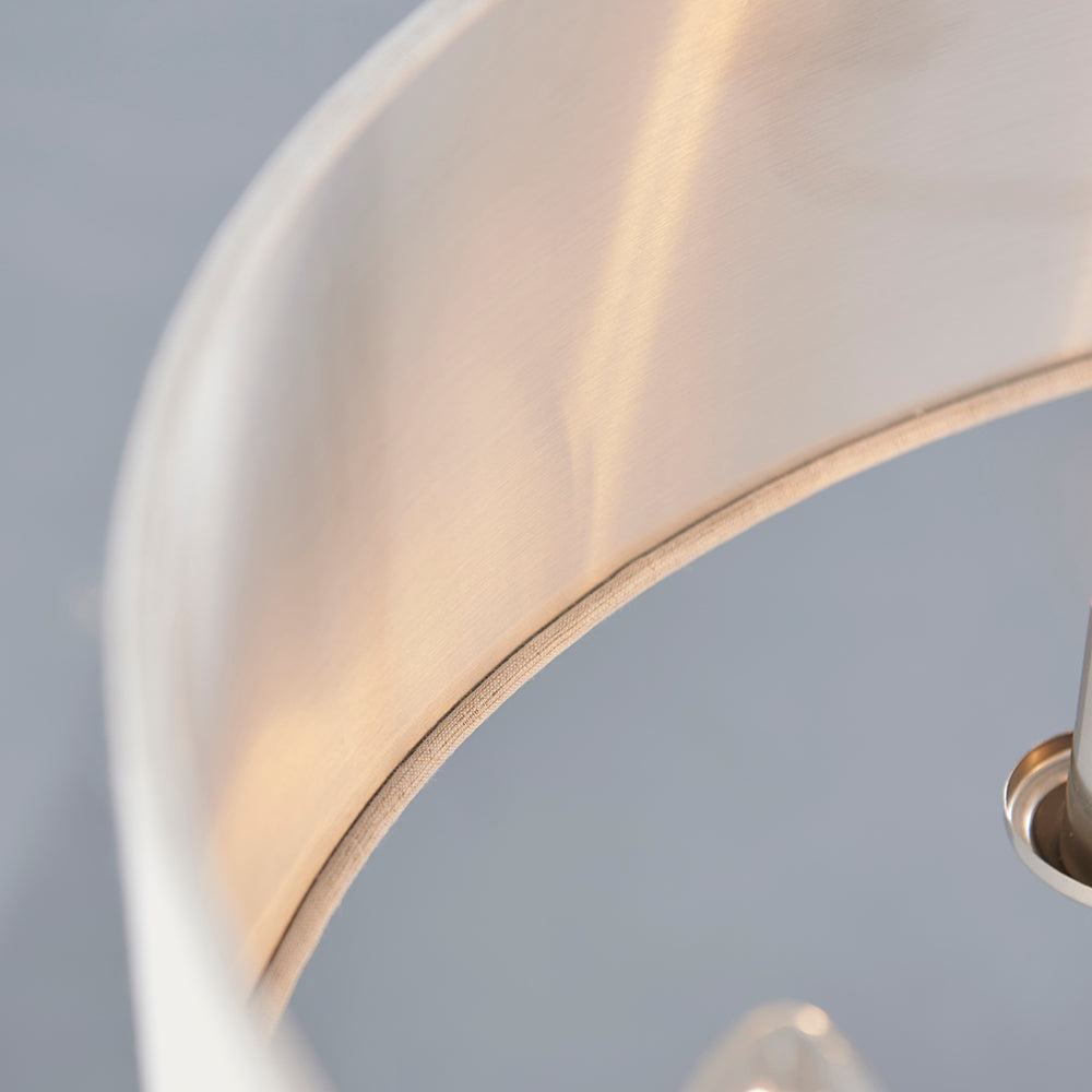 Endon Lighting 94357 Highclere 6Lt Pendant Brushed Chrome Plate & Natural Linen