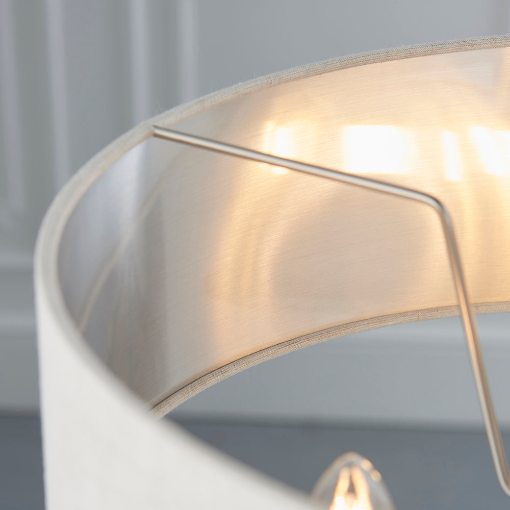 Endon Lighting 94361 Highclere 3Lt Pendant Brushed Chrome Plate & Natural Linen
