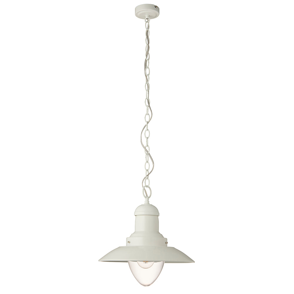 Endon Lighting 94371 Polperro 1Lt Pendant Gloss Cream & Clear Glass