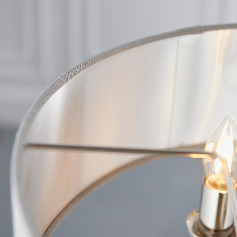 Endon Lighting 94377 Highclere 3Lt Pendant Bright Nickel Plate & Charcoal Fabric