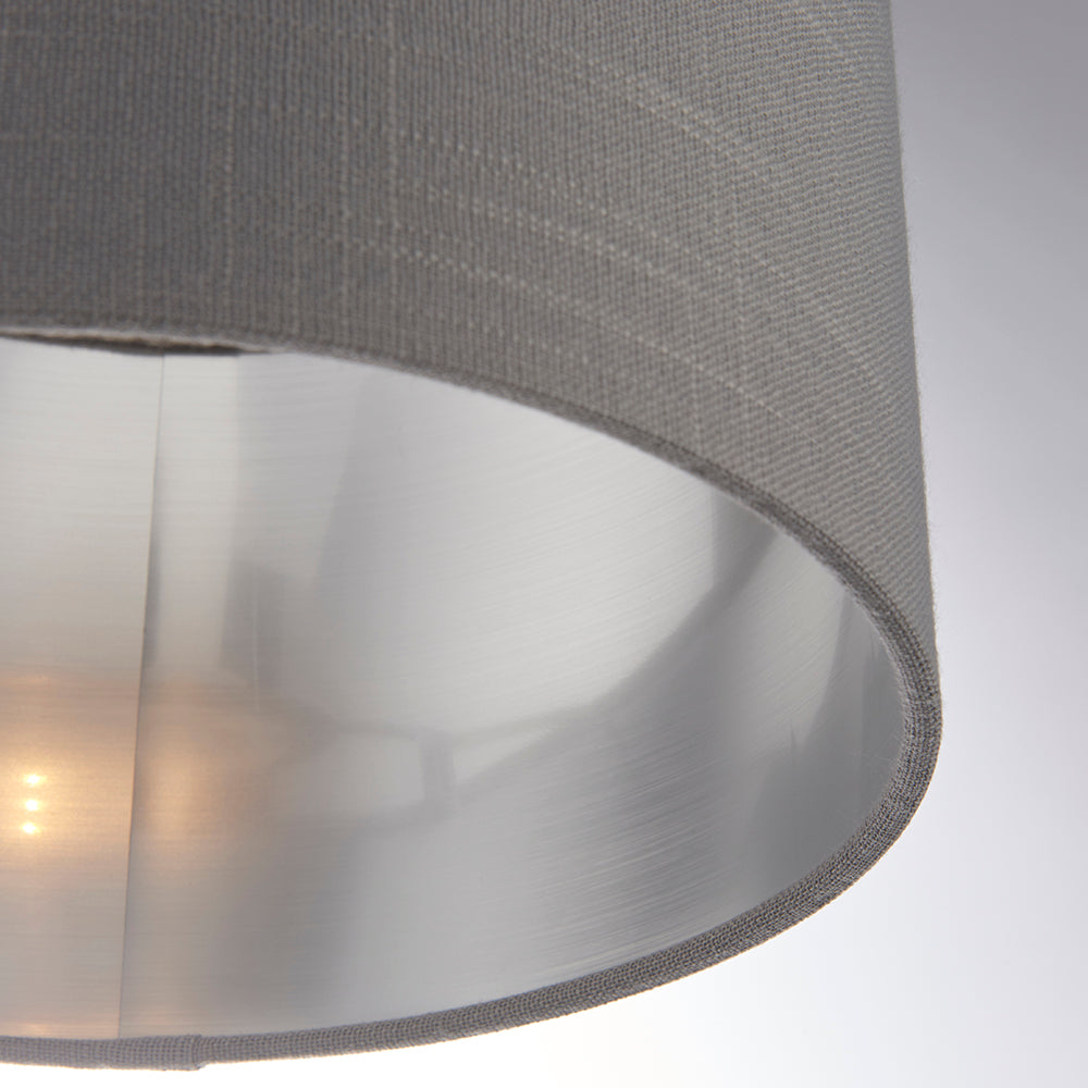 Endon Lighting 94380 Highclere 1Lt Shade Charcoal Fabric & Bright Nickel Plate