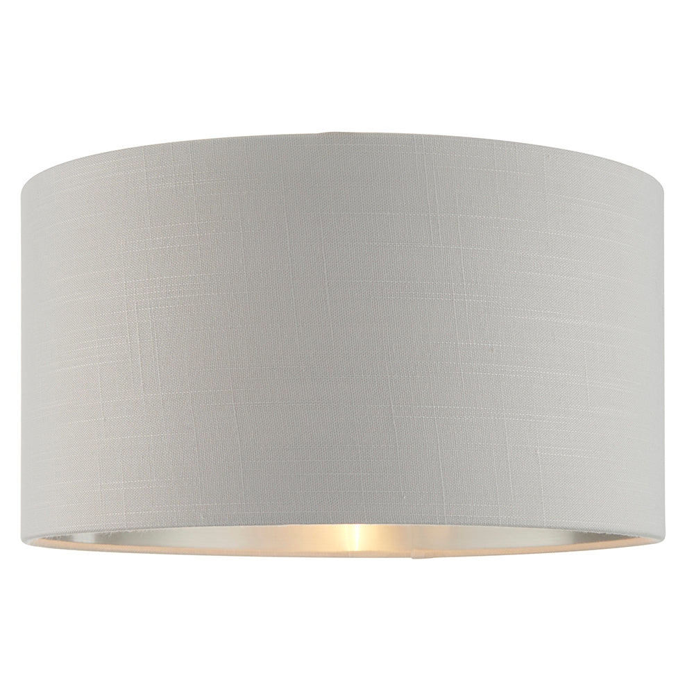 Endon Lighting 94395 Highclere 1Lt Shade Silver Fabric & Bright Nickel Plate