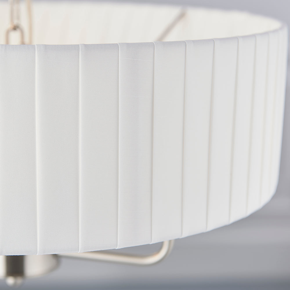 Endon Lighting 94398 Highclere 3Lt Pendant Brushed Chrome Plate & Vintage White Fabric