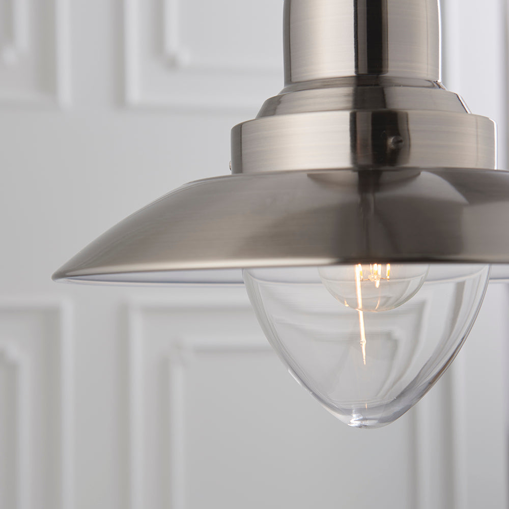 Endon Lighting 94404 Polperro 1Lt Pendant Antique Chrome & Gloss White
