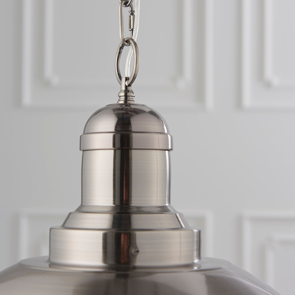 Endon Lighting 94404 Polperro 1Lt Pendant Antique Chrome & Gloss White