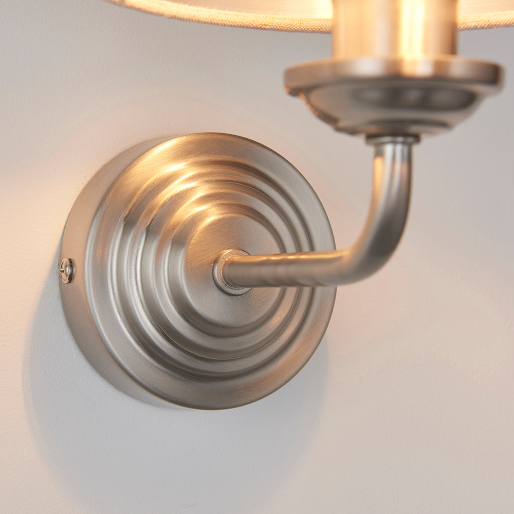 Endon Lighting 94407 Highclere 1Lt Wall Brushed Chrome Plate & Natural Linen