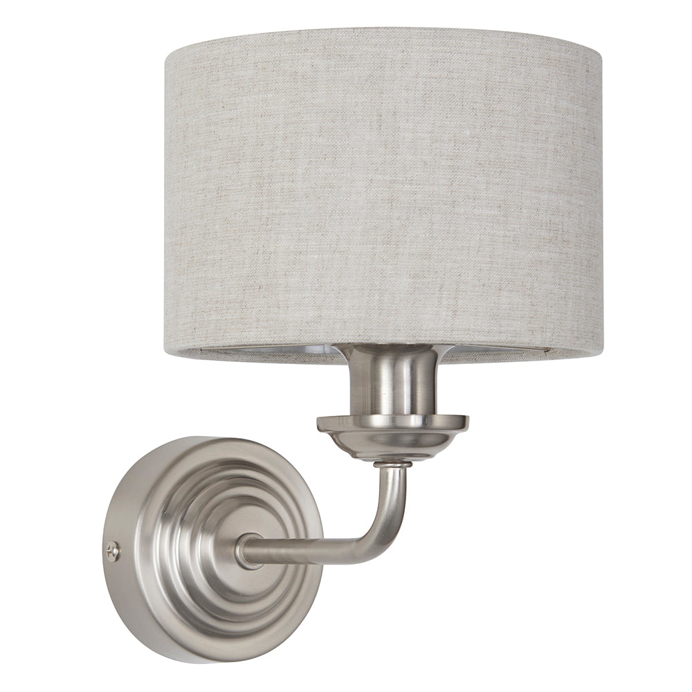 Endon Lighting 94407 Highclere 1Lt Wall Brushed Chrome Plate & Natural Linen