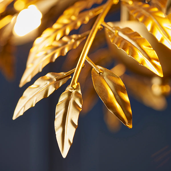 Layered leaf chandelier in gold