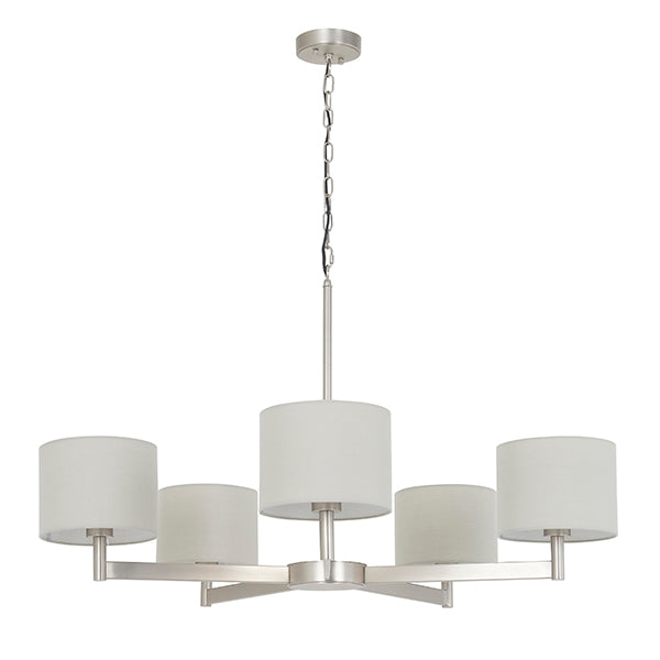 Large multi arm pendant with taupe shades