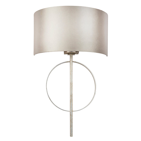 Hoop silver leaf wall light with mink shade