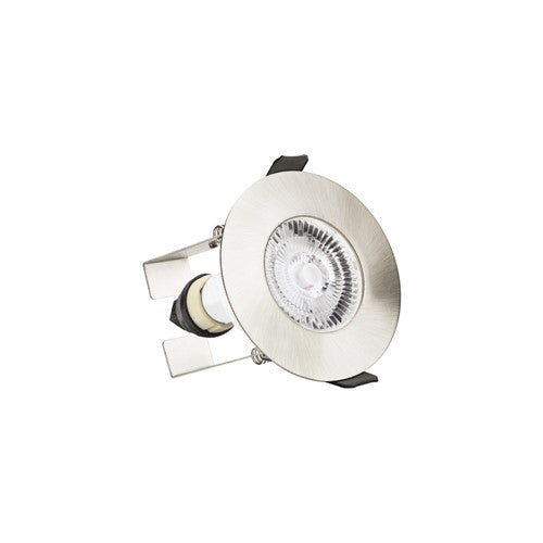 Polished Chrome Fire Rated Downlight 70mm Cutout IP65 White Round with GU10 Holder
