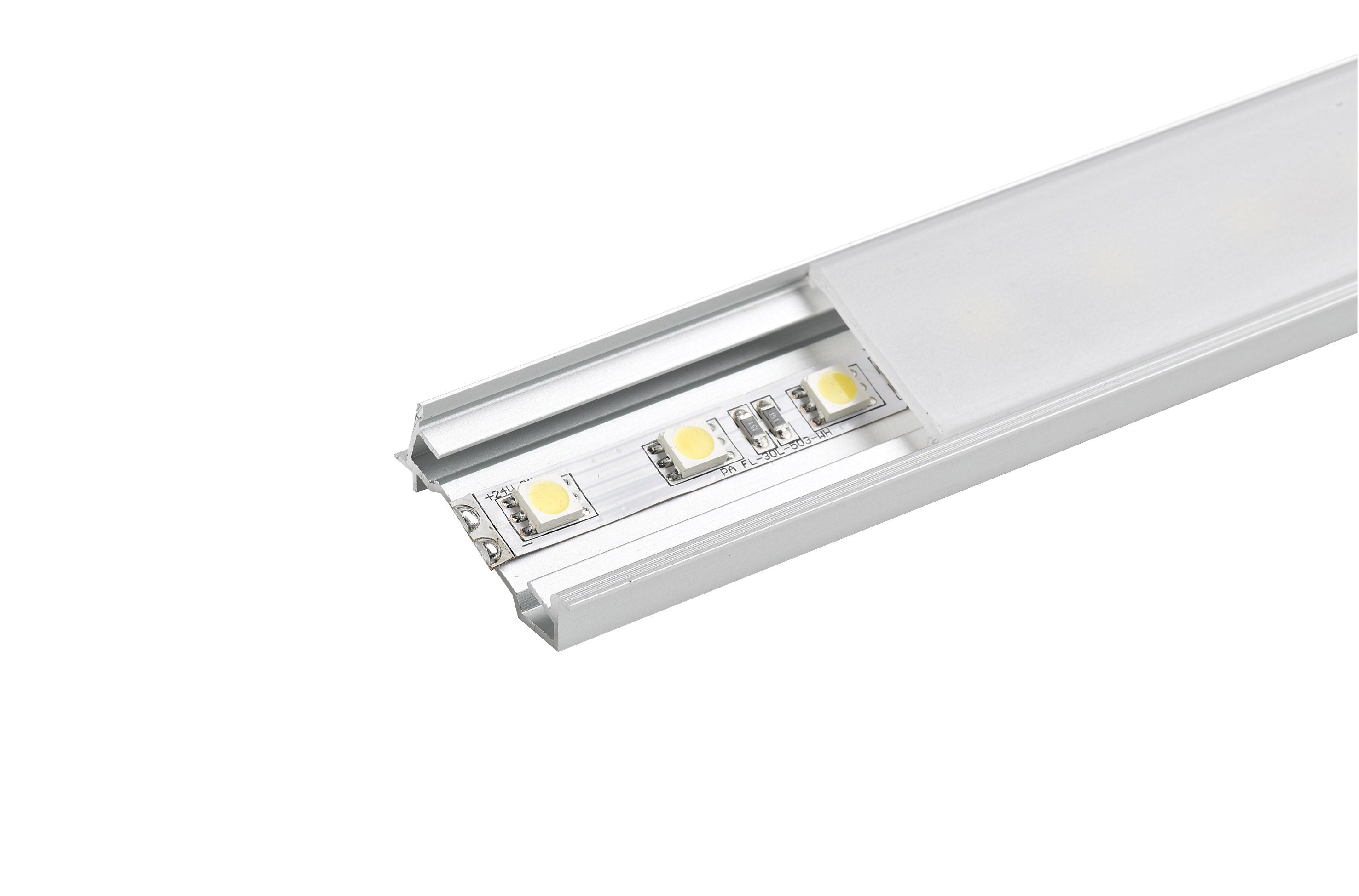 FEA SEMI-RECESSED ANGLED 2M LENGTH WITH FROSTED DIFFUSER